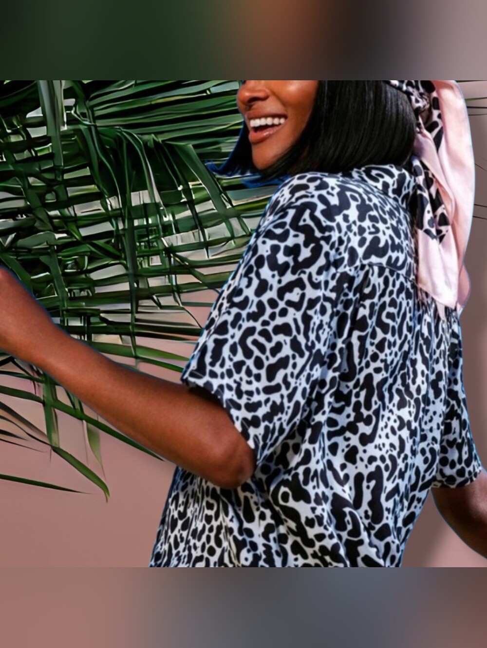 Revolve Lita By Ciara Viscose Black & White Cheetah Print Shirt - Picture 3 of 11